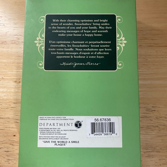 Vintage Snowbabies Give the World a Smile snowman plaque new in box - Picture 3 of 4